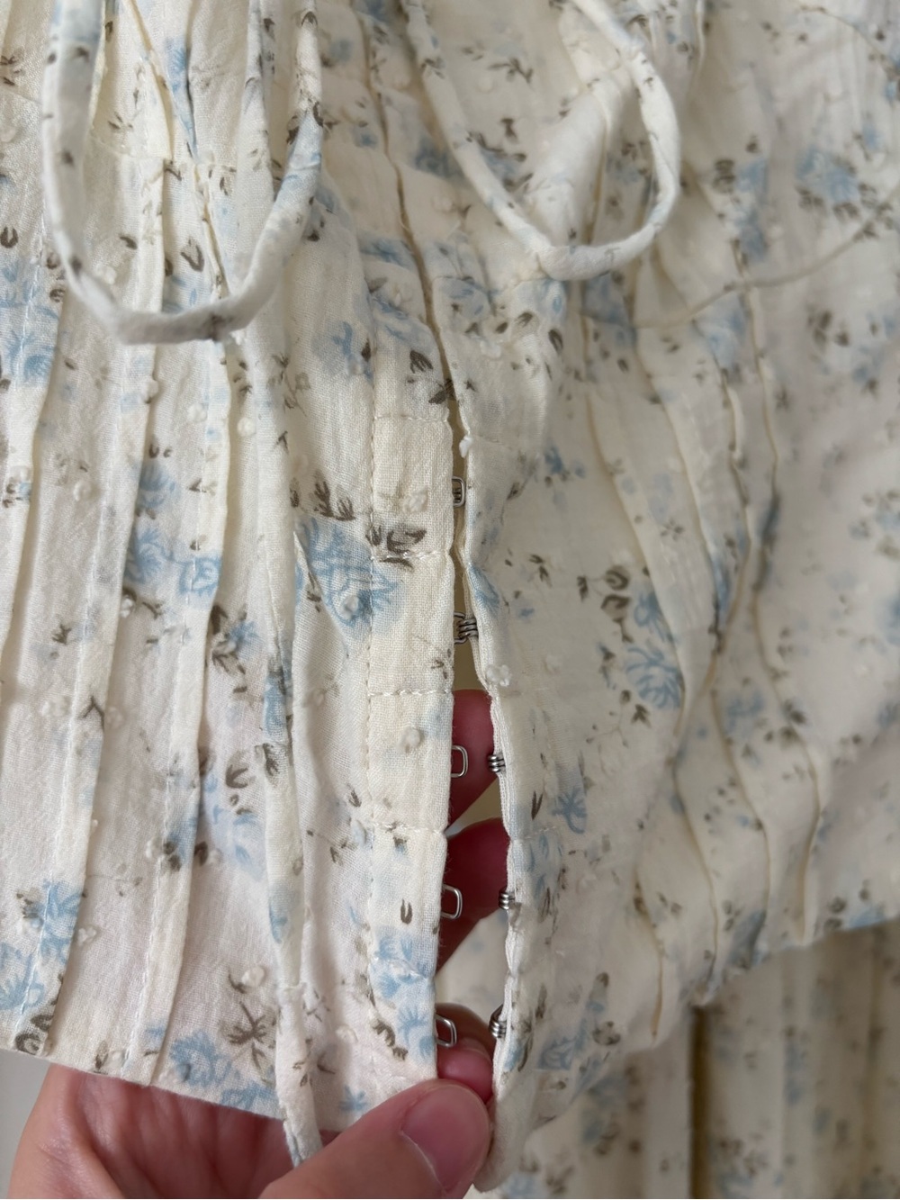 Cream and Blue Medium Skirt and Top Matching Set 100% Cotton - Picture 4 of 6